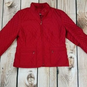 Ann Taylor Loft Size 8 Red Quilted Zip Up Jacket